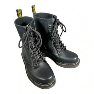 Doc Martens Drench Rubber Rain Boot Black Women's 5 Mid-Calf Lace Up 8 Eye 36